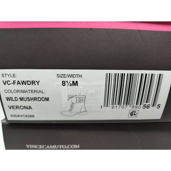 VINCE CAMUTO WOMENS FAWDRY DOUBLE BUCKLE WILD MUSHROOM SUEDE MOTO BOOTS NIB 8.5M - Picture 12 of 12